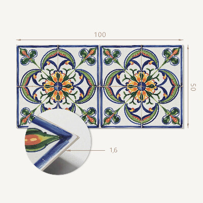 Panou decorativ perete dreptunghiular Motiv floral pe faianta
