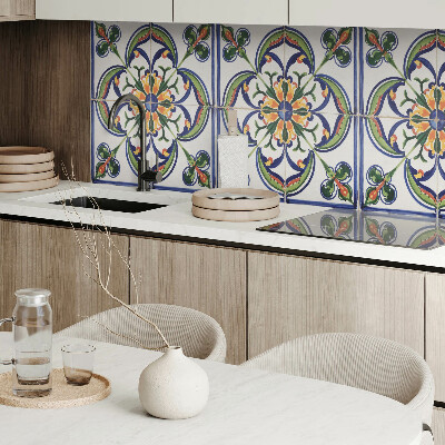 Panou decorativ perete dreptunghiular Motiv floral pe faianta
