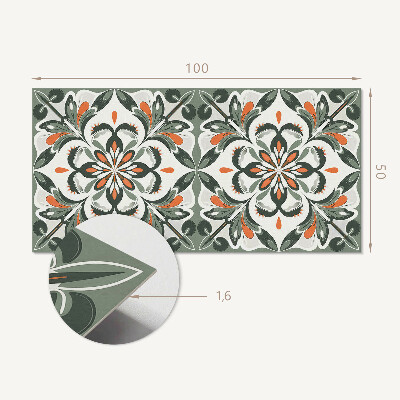 Panou decorativ perete dreptunghiular Motiv floral cu frunze verzi