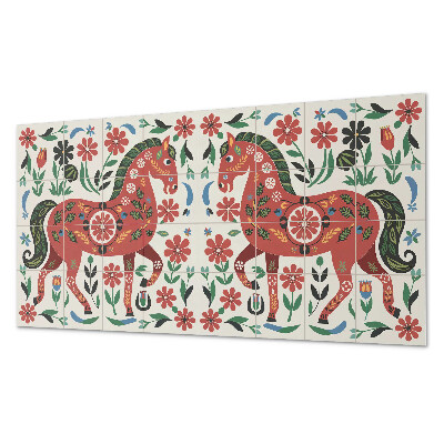 Panou decorativ dreptunghiular Motiv floral cu un cal
