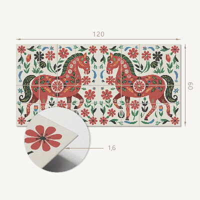 Panou decorativ dreptunghiular Motiv floral cu un cal