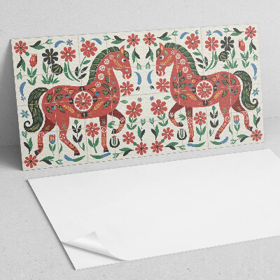 Panou decorativ dreptunghiular Motiv floral cu un cal