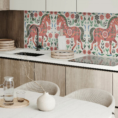 Panou decorativ dreptunghiular Motiv floral cu un cal