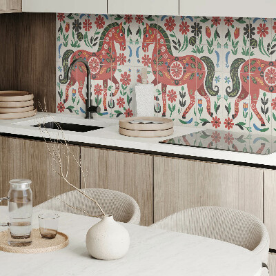 Panou decorativ dreptunghiular Motiv floral cu un cal