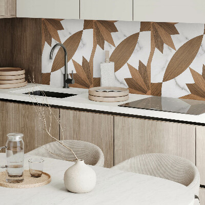 Panou decorativ bucatarie Forme geometrice cu accent lemnos