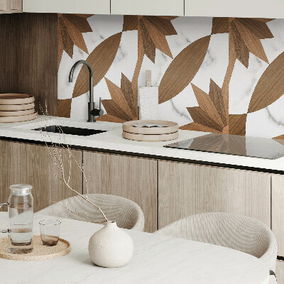 Panou decorativ bucatarie Forme geometrice cu accent lemnos
