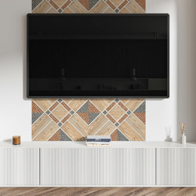 Panou decorativ bucatarie Model geometric cu lemn natural