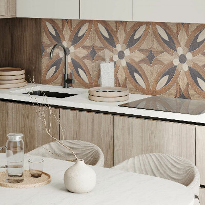 Panou decorativ bucatarie Model floral inspirat din lemn