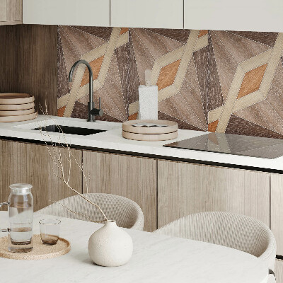 Panou decorativ perete dreptunghiular Model geometric din lemn natural