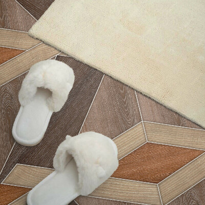 Panou decorativ perete dreptunghiular Model geometric din lemn natural