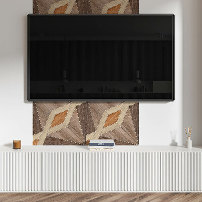 Panou decorativ perete dreptunghiular Model geometric din lemn natural