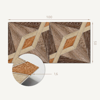Panou decorativ perete dreptunghiular Model geometric din lemn natural