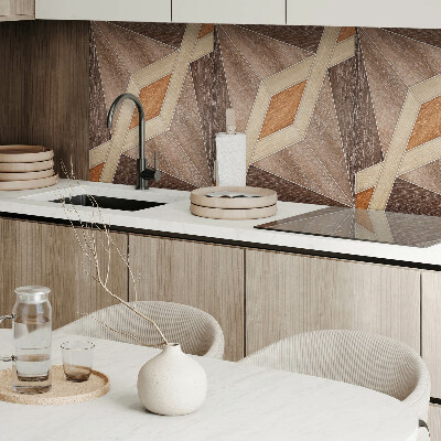 Panou decorativ perete dreptunghiular Model geometric din lemn natural