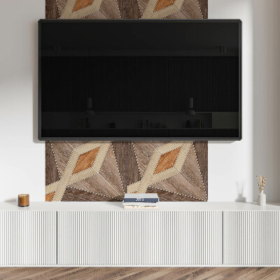 Panou decorativ perete dreptunghiular Model geometric din lemn natural