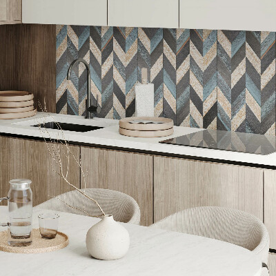 Panou decorativ bucatarie Motiv în zig-zag cu accent din lemn