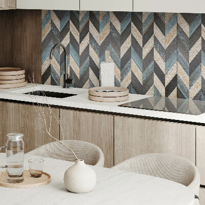 Panou decorativ bucatarie Motiv în zig-zag cu accent din lemn