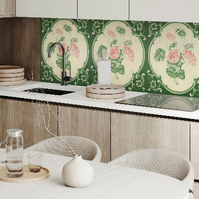 Panou decorativ perete dreptunghiular Motiv floral cu frunze verzi