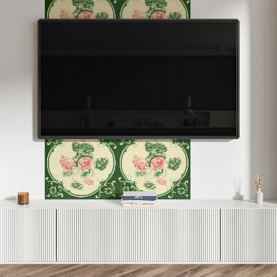 Panou decorativ perete dreptunghiular Motiv floral cu frunze verzi