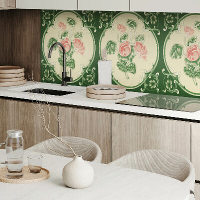 Panou decorativ perete dreptunghiular Motiv floral cu frunze verzi