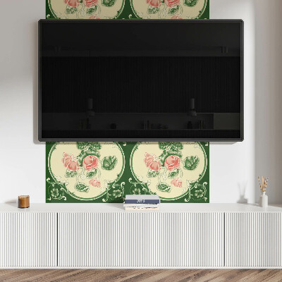 Panou decorativ perete dreptunghiular Motiv floral cu frunze verzi