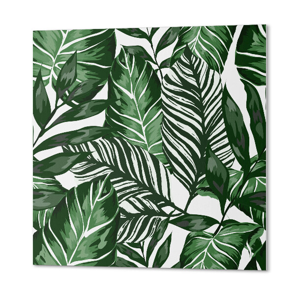 Panou decorativ bucatarie pătrat Model de frunze tropicale