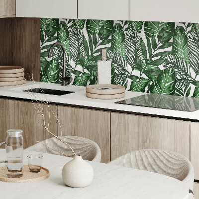 Panou decorativ bucatarie pătrat Model de frunze tropicale