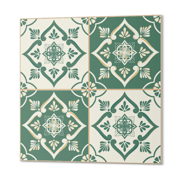 Panou decorativ bucatarie pătrat Model floral pe glazură