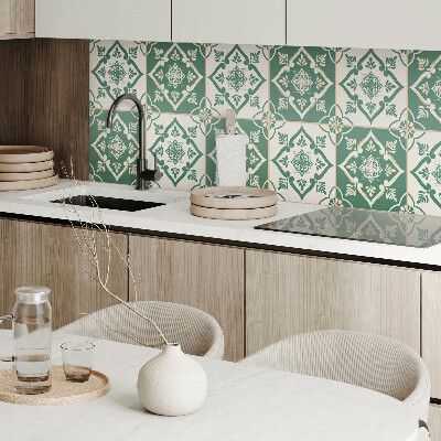 Panou decorativ bucatarie pătrat Model floral pe glazură
