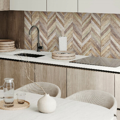 Panou decorativ bucatarie pătrat Heringbone din scânduri naturale