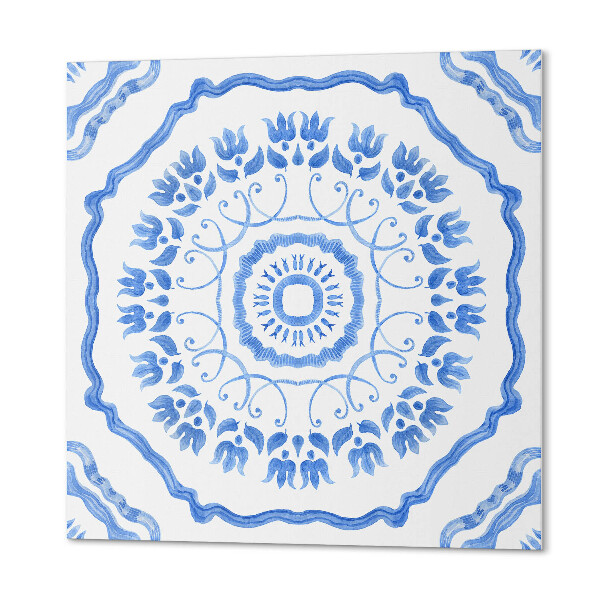 Panou decorativ bucatarie pătrat Flori într-un cerc geometric