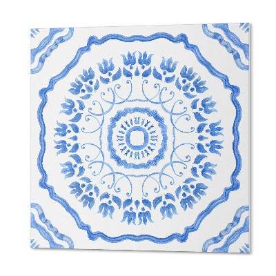 Panou decorativ bucatarie pătrat Flori într-un cerc geometric