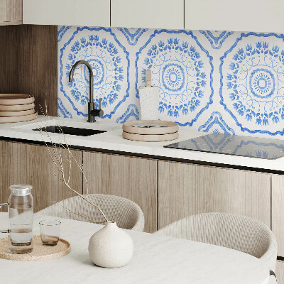 Panou decorativ bucatarie pătrat Flori într-un cerc geometric