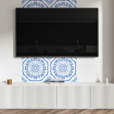 Panou decorativ bucatarie pătrat Flori într-un cerc geometric