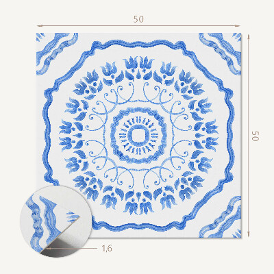 Panou decorativ bucatarie pătrat Flori într-un cerc geometric