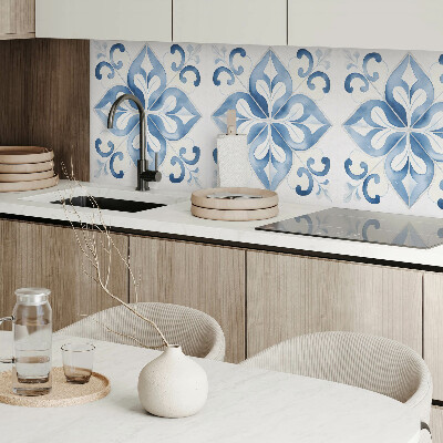 Panou decorativ bucatarie pătrat Flori în stil ceramică