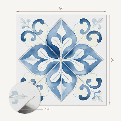 Panou decorativ bucatarie pătrat Flori în stil ceramică