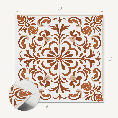 Panou decorativ bucatarie pătrat Model de flori în stil ornamental