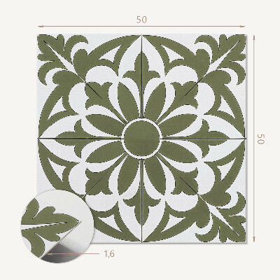 Panou decorativ bucatarie pătrat Motiv vegetal cu flori și frunze