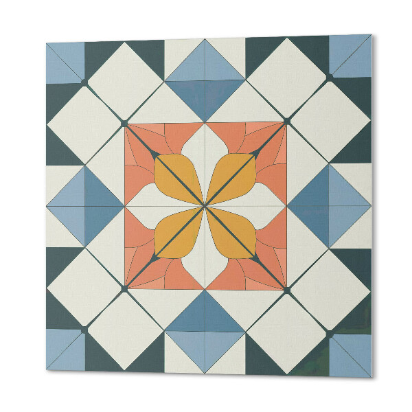 Panou decorativ bucatarie pătrat Geometrie în versiune florală
