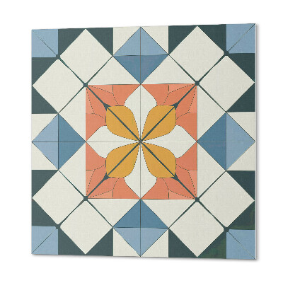 Panou decorativ bucatarie pătrat Geometrie în versiune florală