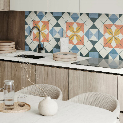 Panou decorativ bucatarie pătrat Geometrie în versiune florală