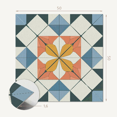 Panou decorativ bucatarie pătrat Geometrie în versiune florală