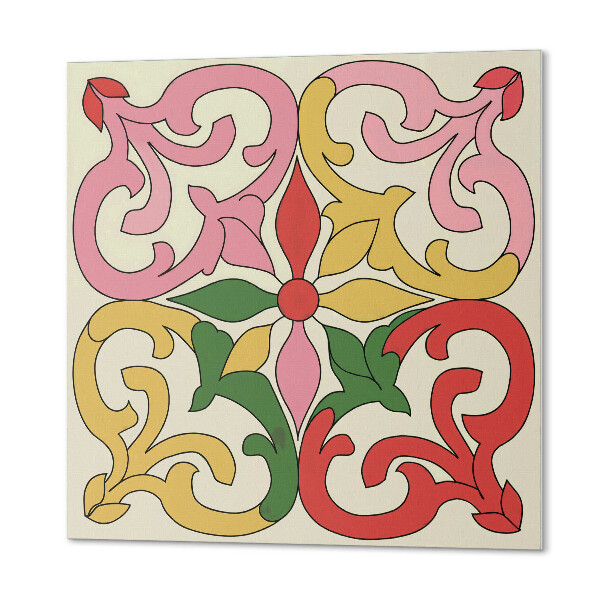 Panou decorativ pătrat Flori înconjurate de ornamente elegante