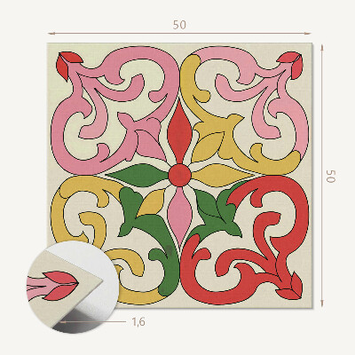 Panou decorativ pătrat Flori înconjurate de ornamente elegante