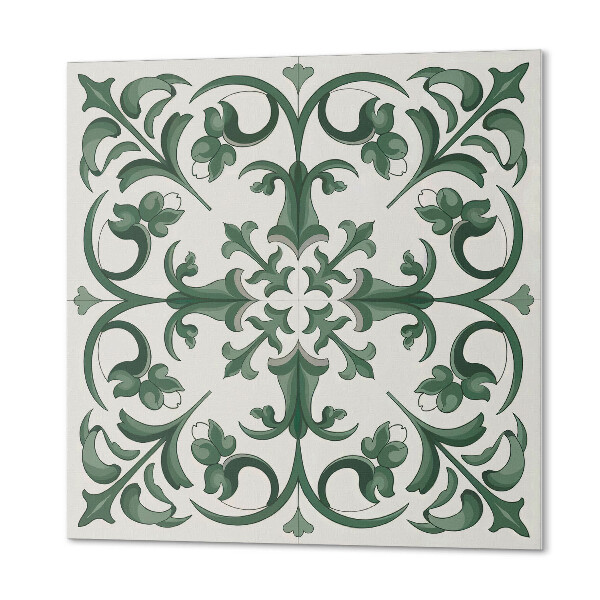 Panou decorativ bucatarie pătrat Model verde cu accente florale