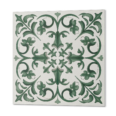 Panou decorativ bucatarie pătrat Model verde cu accente florale