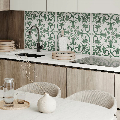 Panou decorativ bucatarie pătrat Model verde cu accente florale