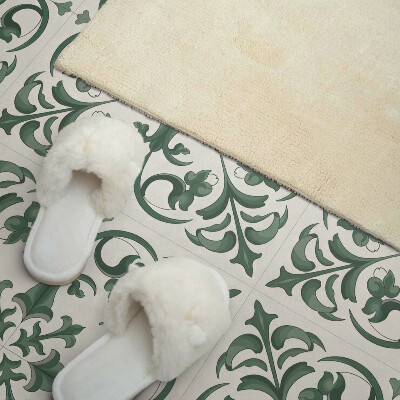 Panou decorativ bucatarie pătrat Model verde cu accente florale