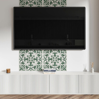 Panou decorativ bucatarie pătrat Model verde cu accente florale