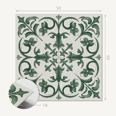 Panou decorativ bucatarie pătrat Model verde cu accente florale